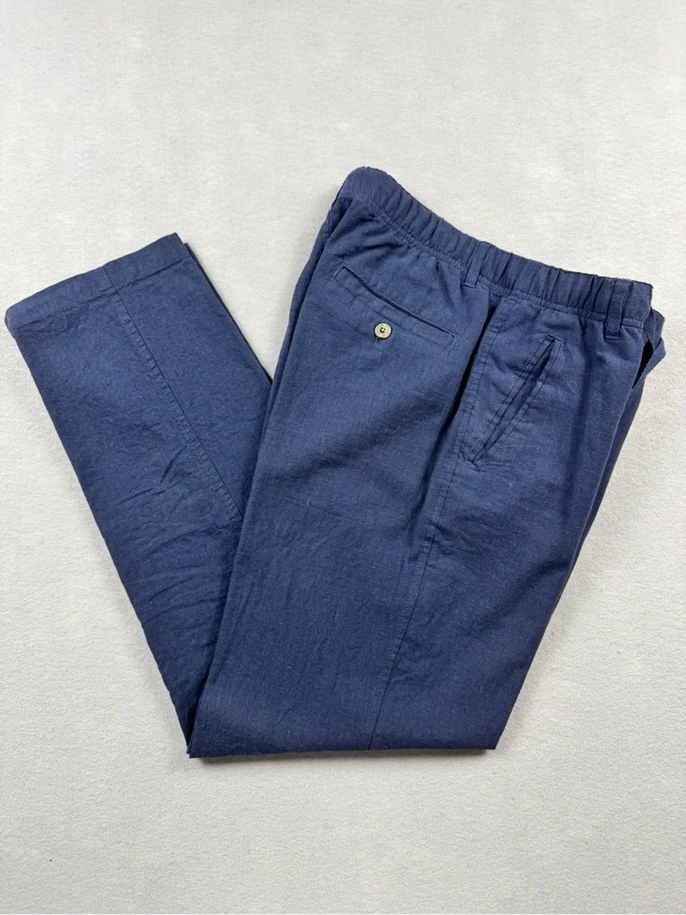 Tasso Elba Men’s Small Navy 100% Linen Pants Lightweight Summer Resort 30x29